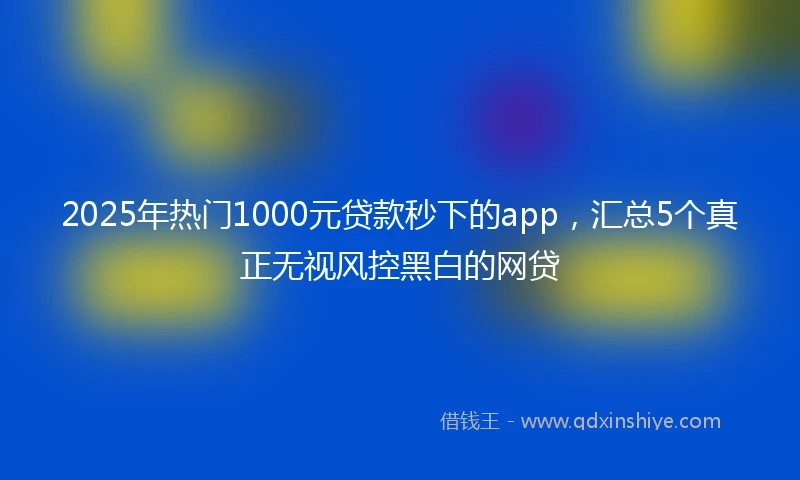 2025年热门1000元贷款秒下的app，汇总5个真正无视风控黑白的网贷