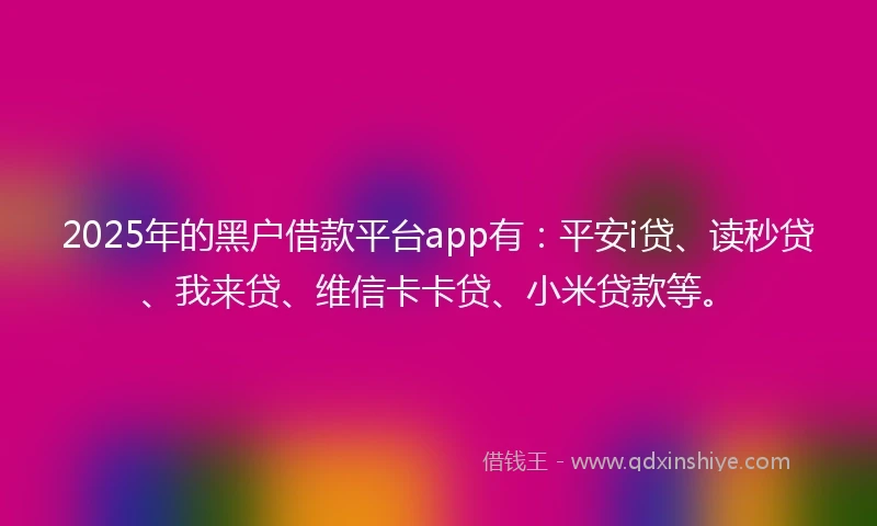 2025年的黑户借款平台app有：平安i贷、读秒贷、我来贷、维信卡卡贷、小米贷款等。