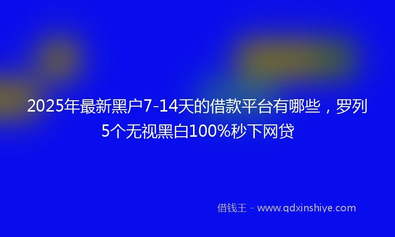 2025年最新黑户7-14天的借款平台有哪些,罗列5个无视黑白100%秒下网贷