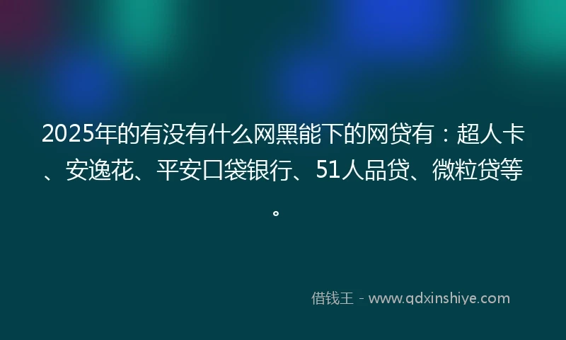 2025年的有没有什么网黑能下的网贷有：超人卡、安逸花、平安口袋银行、51人品贷、微粒贷等。