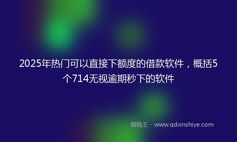 2025年热门可以直接下额度的借款软件，概括5个714无视逾期秒下的软件