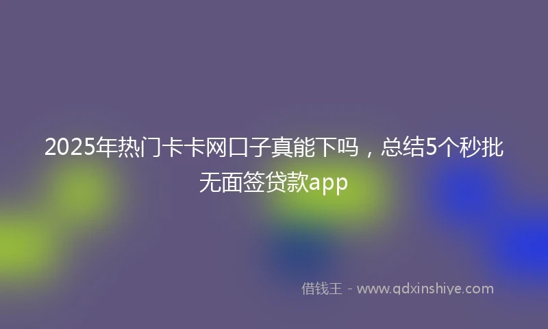 2025年热门卡卡网口子真能下吗，总结5个秒批无面签贷款app