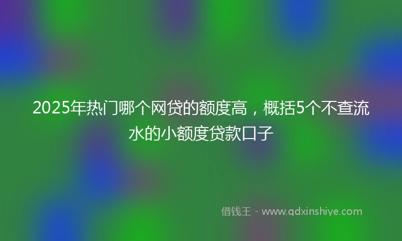 2025年热门哪个网贷的额度高，概括5个不查流水的小额度贷款口子