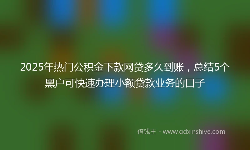 2025年热门公积金下款网贷多久到账,总结5个黑户可快速办理小额贷款业务的口子