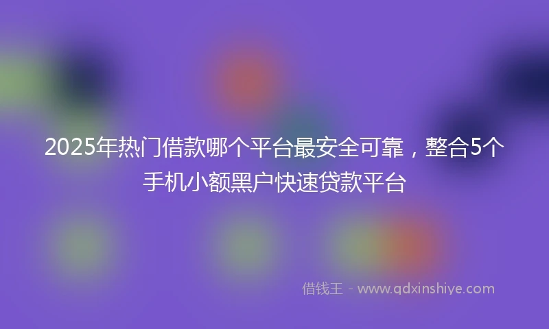 2025年热门借款哪个平台最安全可靠，整合5个手机小额黑户快速贷款平台
