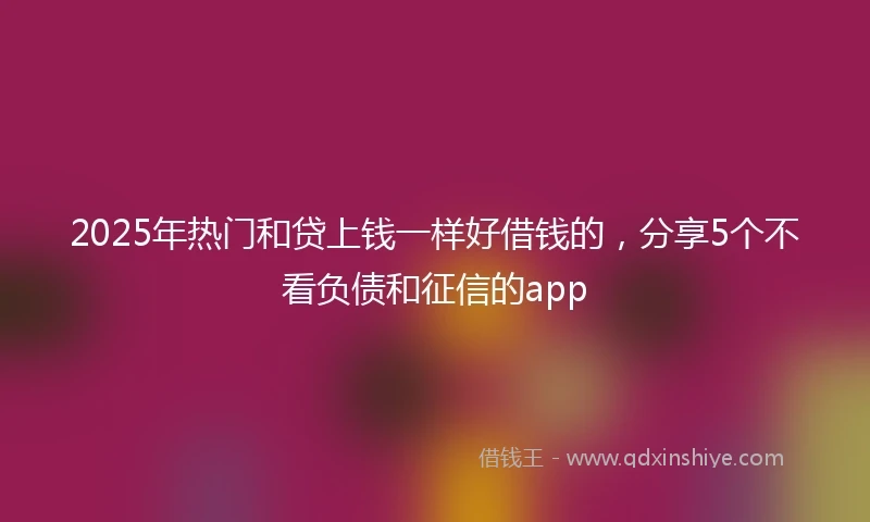 2025年热门和贷上钱一样好借钱的，分享5个不看负债和征信的app