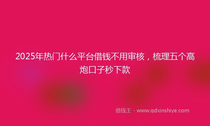 2025年热门什么平台借钱不用审核，梳理五个高炮口子秒下款