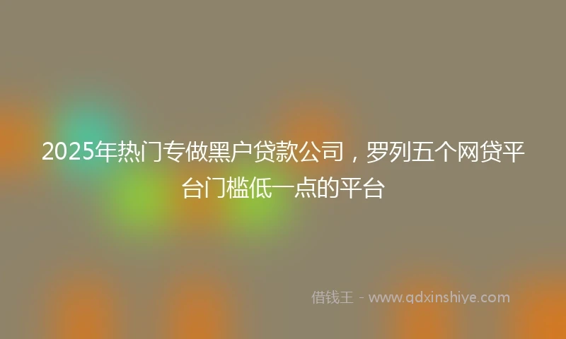 2025年热门专做黑户贷款公司，罗列五个网贷平台门槛低一点的平台