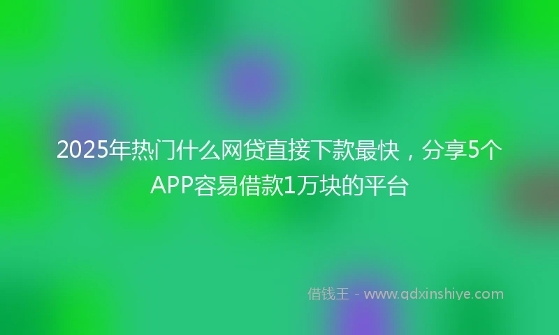 2025年热门什么网贷直接下款最快，分享5个APP容易借款1万块的平台