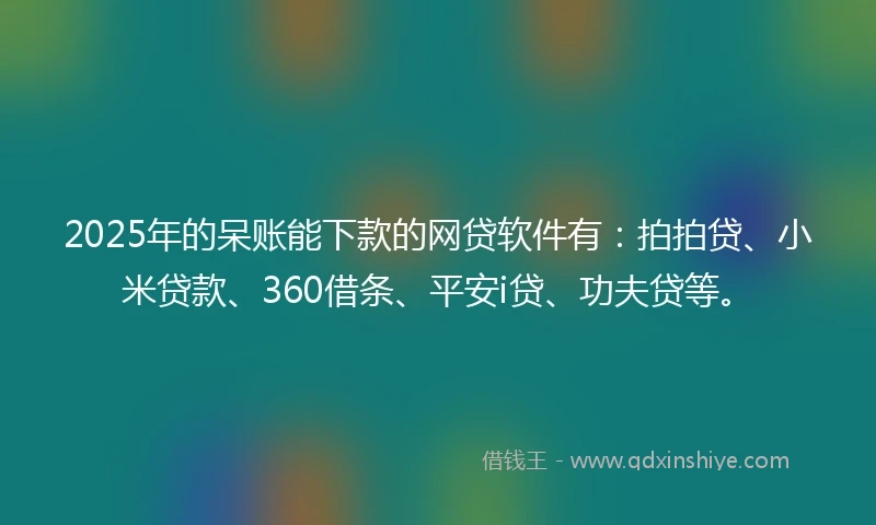 2025年的呆账能下款的网贷软件有：拍拍贷、小米贷款、360借条、平安i贷、功夫贷等。