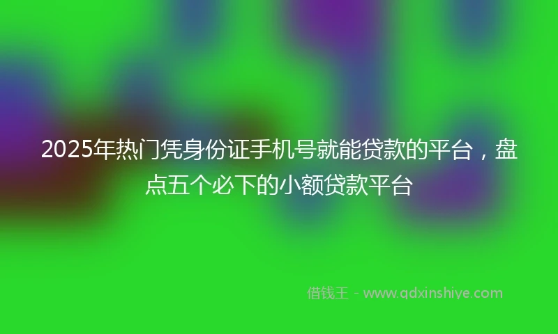 2025年热门凭身份证手机号就能贷款的平台，盘点五个必下的小额贷款平台