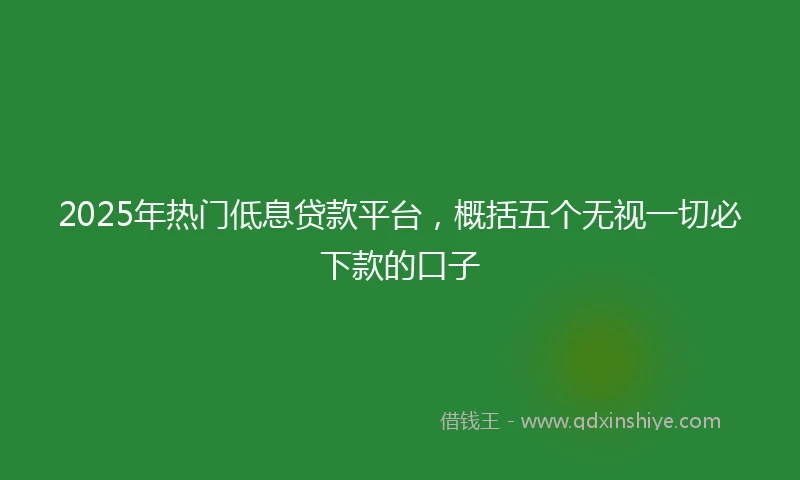 2025年热门低息贷款平台，概括五个无视一切必下款的口子