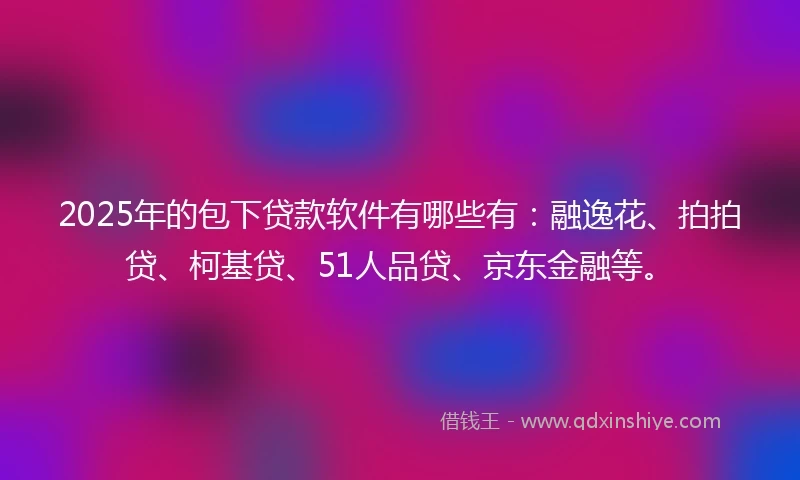 2025年的包下贷款软件有哪些有：融逸花、拍拍贷、柯基贷、51人品贷、京东金融等。