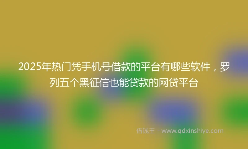 2025年热门凭手机号借款的平台有哪些软件，罗列五个黑征信也能贷款的网贷平台