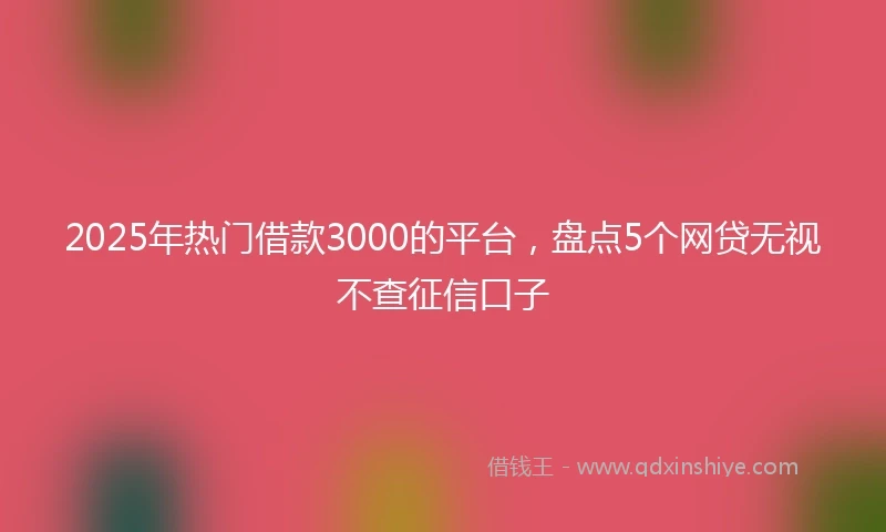 2025年热门借款3000的平台，盘点5个网贷无视不查征信口子