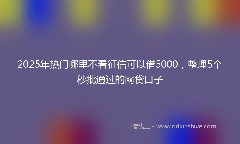 2025年热门哪里不看征信可以借5000，整理5个秒批通过的网贷口子