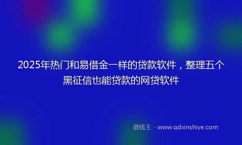 2025年热门和易借金一样的贷款软件,整理五个黑征信也能贷款的网贷软件