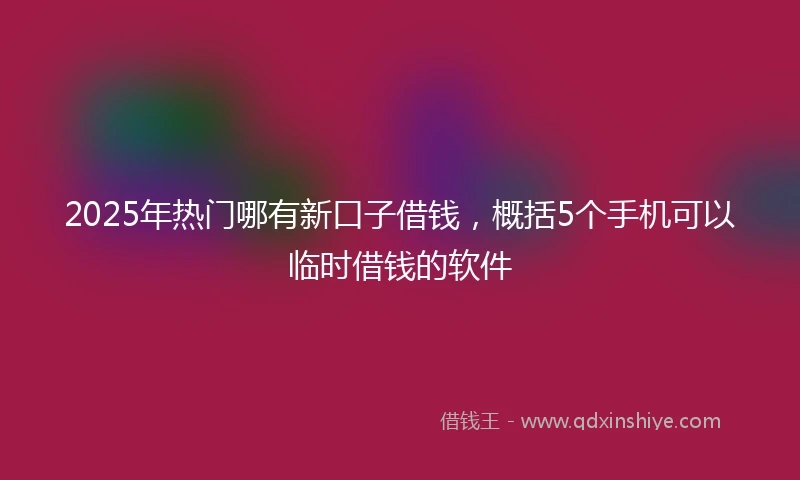 2025年热门哪有新口子借钱，概括5个手机可以临时借钱的软件
