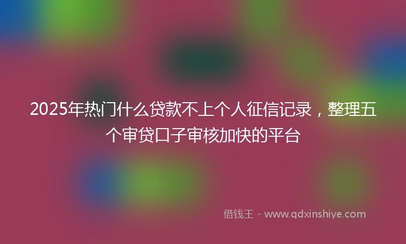 2025年热门什么贷款不上个人征信记录，整理五个审贷口子审核加快的平台