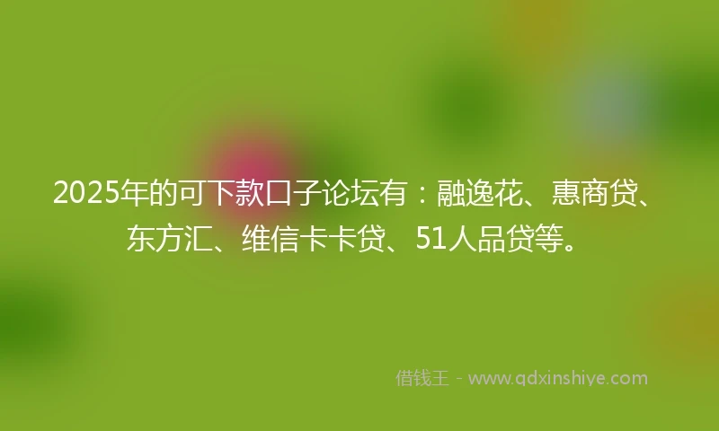 2025年的可下款口子论坛有：融逸花、惠商贷、东方汇、维信卡卡贷、51人品贷等。