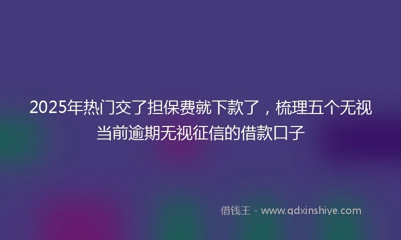 2025年热门交了担保费就下款了，梳理五个无视当前逾期无视征信的借款口子