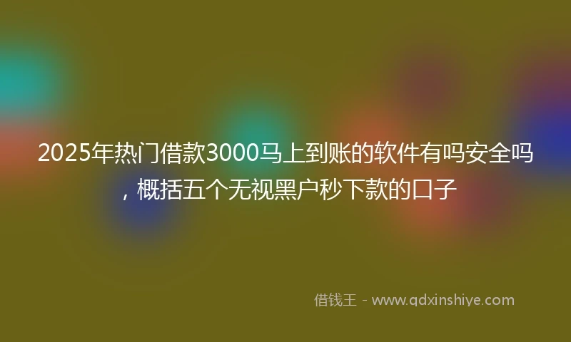 2025年热门借款3000马上到账的软件有吗安全吗，概括五个无视黑户秒下款的口子