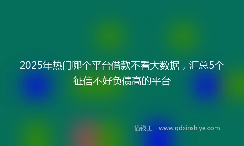 2025年热门哪个平台借款不看大数据，汇总5个征信不好负债高的平台
