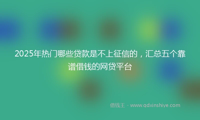 2025年热门哪些贷款是不上征信的，汇总五个靠谱借钱的网贷平台
