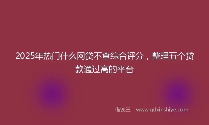 2025年热门什么网贷不查综合评分，整理五个贷款通过高的平台