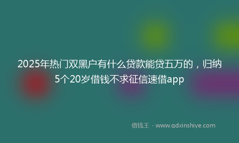 2025年热门双黑户有什么贷款能贷五万的，归纳5个20岁借钱不求征信速借app