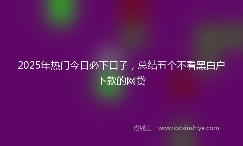 2025年热门今日必下口子，总结五个不看黑白户下款的网贷