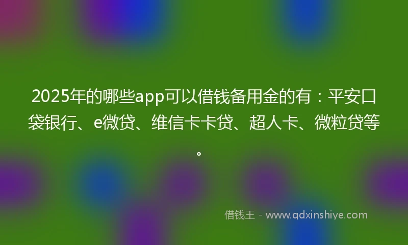 2025年的哪些app可以借钱备用金的有：平安口袋银行、e微贷、维信卡卡贷、超人卡、微粒贷等。