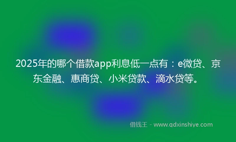 2025年的哪个借款app利息低一点有：e微贷、京东金融、惠商贷、小米贷款、滴水贷等。
