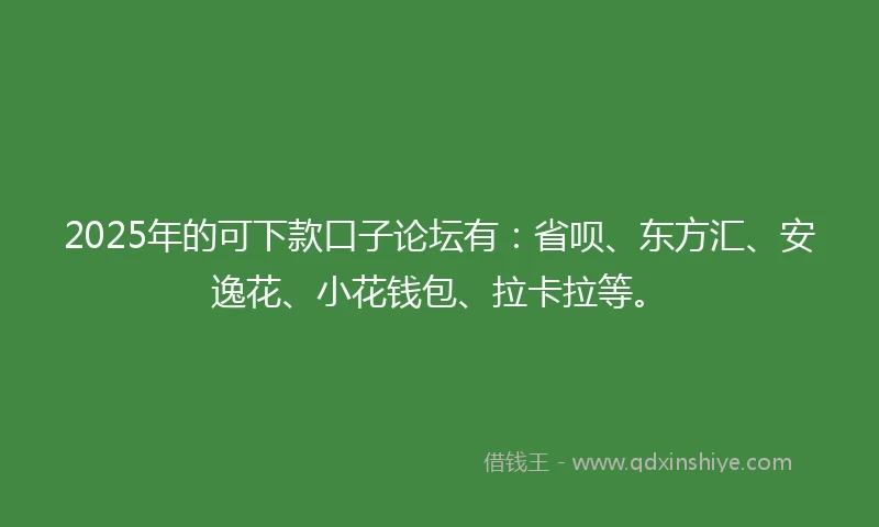 2025年的可下款口子论坛有：省呗、东方汇、安逸花、小花钱包、拉卡拉等。