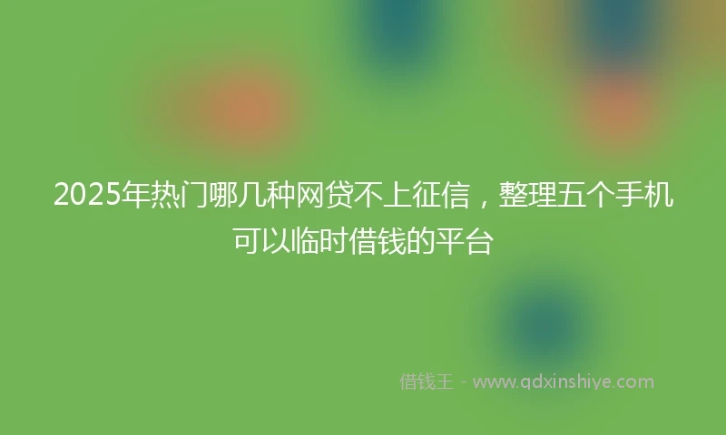 2025年热门哪几种网贷不上征信，整理五个手机可以临时借钱的平台