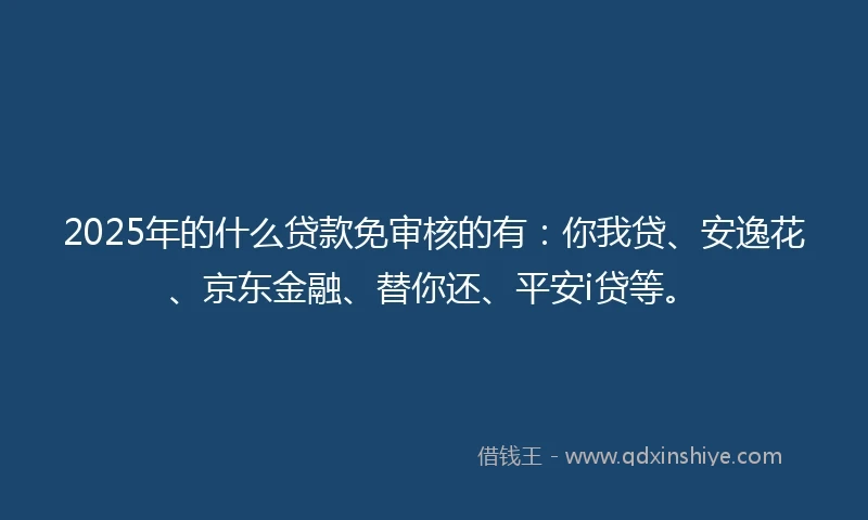 2025年的什么贷款免审核的有:你我贷、安逸花、京东金融、替你还、平安i贷等。