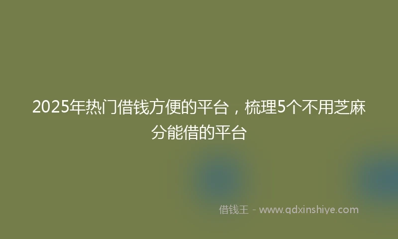 2025年热门借钱方便的平台，梳理5个不用芝麻分能借的平台