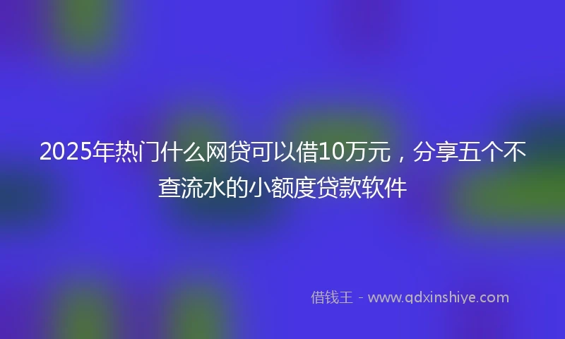 2025年热门什么网贷可以借10万元，分享五个不查流水的小额度贷款软件