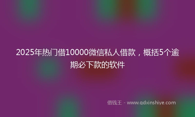 2025年热门借10000微信私人借款，概括5个逾期必下款的软件