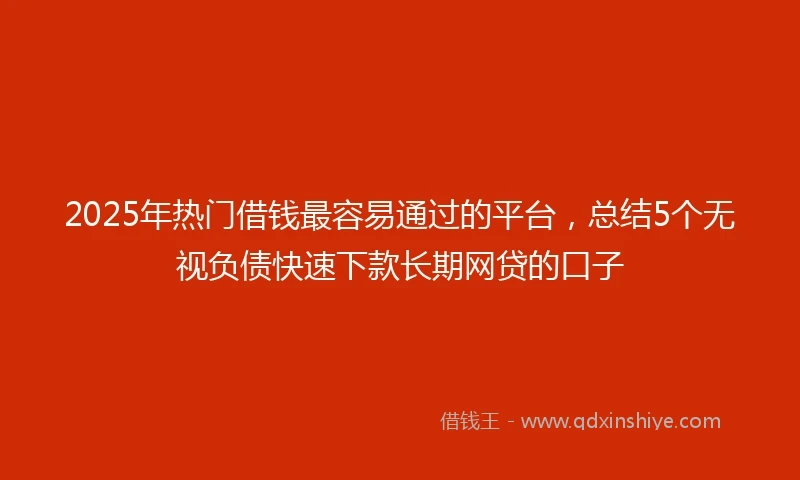 2025年热门借钱最容易通过的平台,总结5个无视负债快速下款长期网贷的口子