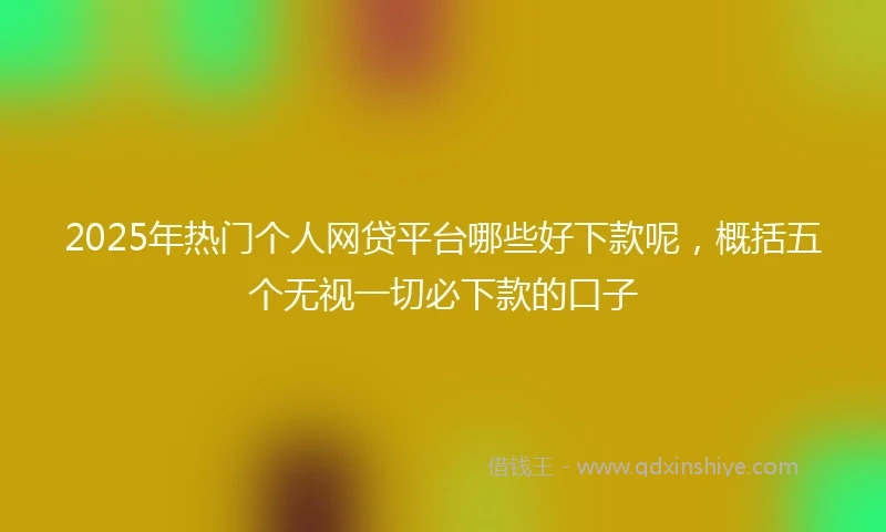2025年热门个人网贷平台哪些好下款呢，概括五个无视一切必下款的口子