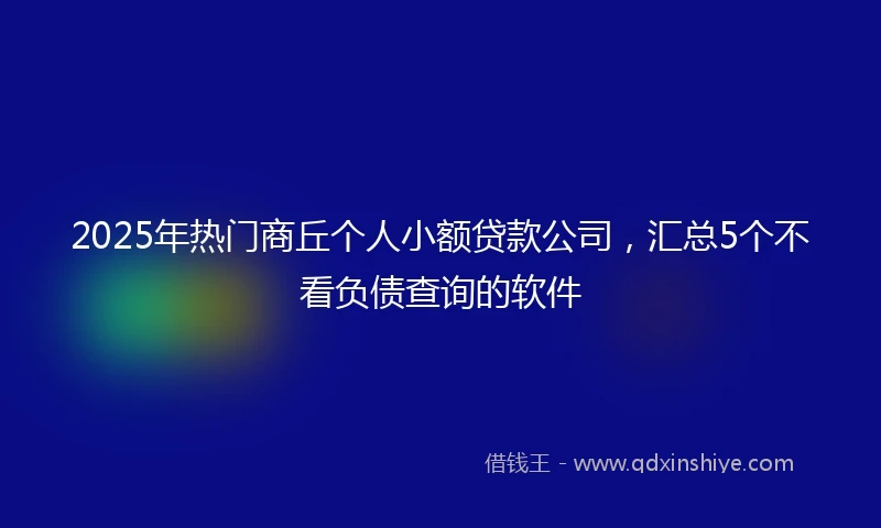 2025年热门商丘个人小额贷款公司，汇总5个不看负债查询的软件