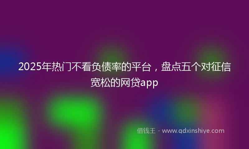 2025年热门不看负债率的平台，盘点五个对征信宽松的网贷app