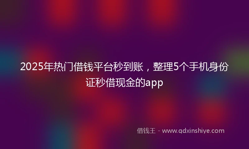 2025年热门借钱平台秒到账，整理5个手机身份证秒借现金的app