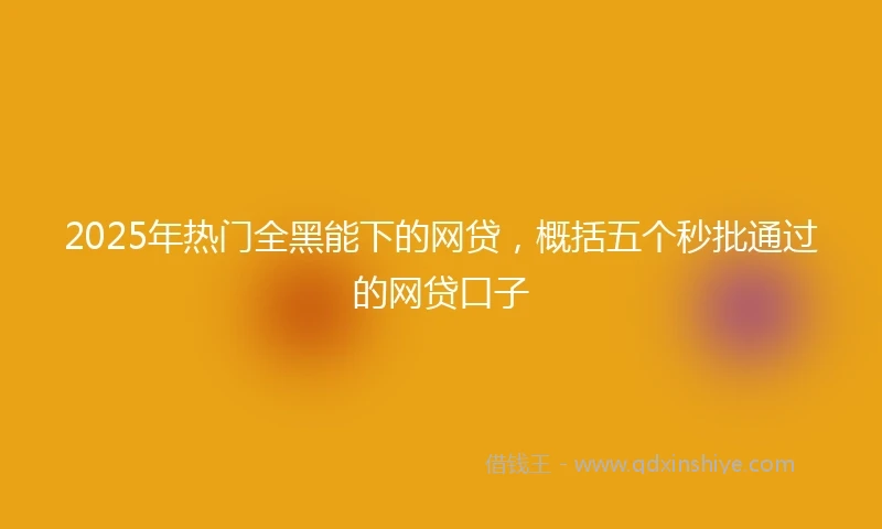 2025年热门全黑能下的网贷，概括五个秒批通过的网贷口子
