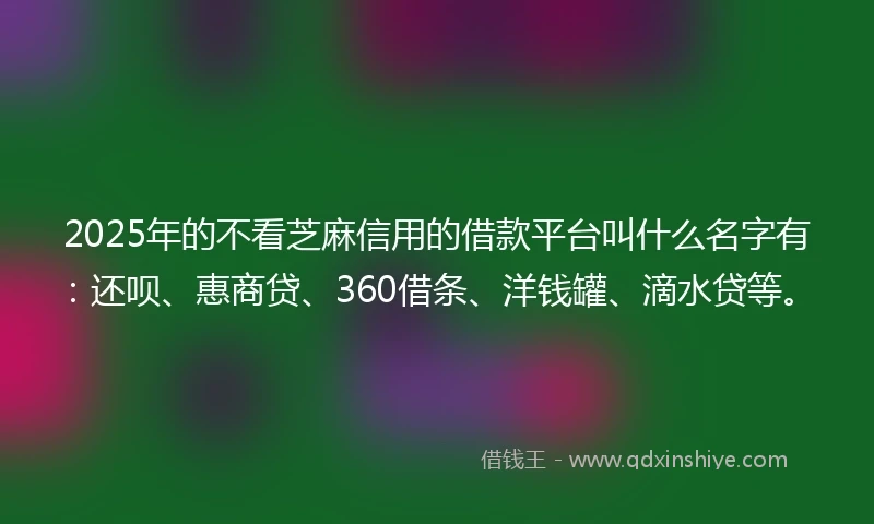 2025年的不看芝麻信用的借款平台叫什么名字有:还呗、惠商贷、360借条、洋钱罐、滴水贷等。