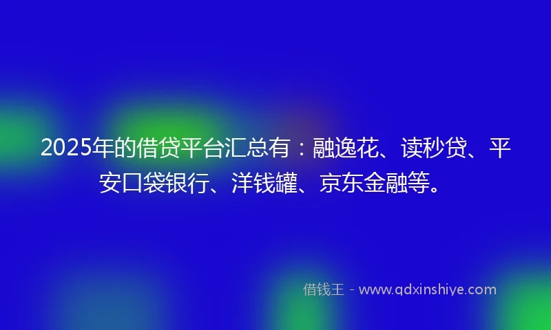 2025年的借贷平台汇总有：融逸花、读秒贷、平安口袋银行、洋钱罐、京东金融等。