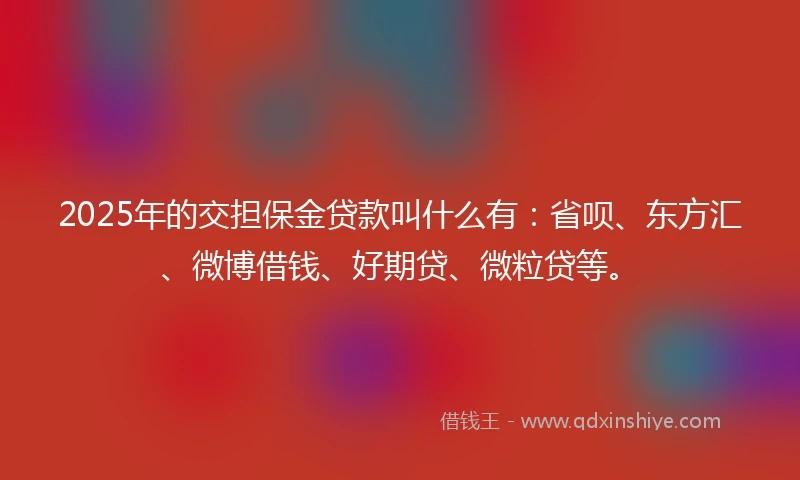 2025年的交担保金贷款叫什么有：省呗、东方汇、微博借钱、好期贷、微粒贷等。