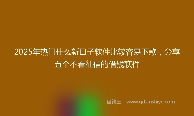2025年热门什么新口子软件比较容易下款，分享五个不看征信的借钱软件