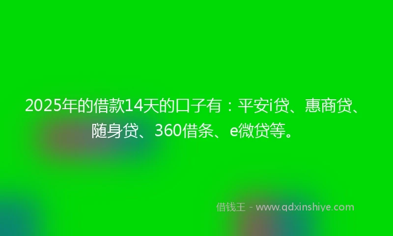 2025年的借款14天的口子有：平安i贷、惠商贷、随身贷、360借条、e微贷等。